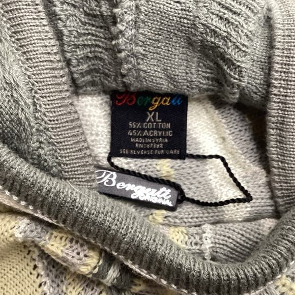 Vntg NWT Bergati 3D Gray Yellow Textured Hoodie Hip Hop Cosby Sweater… - Picture 5 of 9